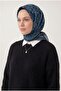 Cotton Blend Scarf Baby Blue Retro Geometric Pattern Soft Textured Non-Slip 90X90 - 4