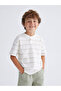 Beige Combed Cotton Striped Boy's T-Shirt