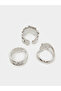 Pack of 3 - Silver Textured Statement Rings - 2