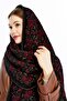 Special Beard Yarn Cashmere Textured Spring Model Knitwear Scarf, Black-Claret Red - 3