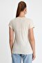 Women's Bamboo Fabric V-Neck T-shirt Beige - 5