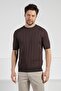 Brown Crew Neck Short Sleeve Men's Viscose Knitwear T-Shirt - 3
