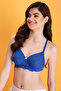 Padded Non-Wired Full Cup Polka Dot Multiway T-shirt Bra in Royal Blue - 2