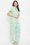 Button Down Butterfly Print Shirt & Pyjama in Mint Green - 100% Cotton - 4