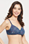 Padded Non-Wired Full Cup Floral Print Multiway T-shirt Bra in Midnight Blue - 3