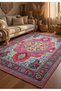 Fuchsia Turquoise Bohemian Vintage Patterned Living Room Carpet – Antique Look Ethnic Carpet 2284 - 4
