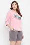 Cactus Print Top in Baby Pink & Chic Basic Shorts in Grey - 100% Cotton - 3