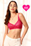 Non-Padded Non-Wired Full Coverage Bra in Hot Pink - Lace