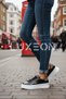 Women's Black Patent Leather Daily Lace-Up Sneaker with Leopard Detail, Stylish Quality Walking Sports Shoes - 5