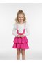 Girl's Lace Collared Pink Layered Salopet Skirt Set (Ages 5-14)
