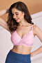 Padded Non-wired Full Cup Multiway Bridal Bra in Baby Pink - Lace - 2