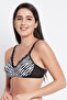 Padded Non-Wired Full Cup Zebra Print T-shirt Bra in Black - 2