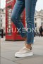 Women's Beige Patent Leather Daily Lace-Up Sneaker with Leopard Detail, Stylish Quality Walking Sports Shoes - 5