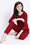 Chic Basic Top & Pyjama Set in Maroon- Cotton Rich