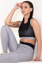 Medium Impact Padded Sports Bra with Removable Cups in Black - 3