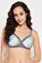 Padded Non-Wired Full Cup Paint Splatter Print T-shirt Bra in Dark Grey - Lace - 2
