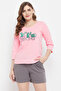 Cactus Print Top in Baby Pink & Chic Basic Shorts in Grey - 100% Cotton - 2