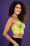 Padded Non-Wired Full Cup Longline Bralette with Racerback in Parrot Green - Lace - 3