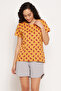 Emoji Print Top & Solid Shorts in Mustard & Grey - 100% Cotton - 2