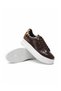 Women's Brown Patent Leather Daily Lace-Up Sneaker with Leopard Detail, Stylish Quality Walking Sports Shoes - 7