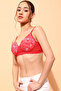 Padded Non-Wired Full Cup Floral Print T-shirt Bra in Red - 4