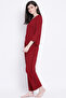 Chic Basic Top & Pyjama Set in Maroon- Cotton Rich - 3