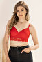 Padded Non-Wired Full Coverage Longline Multiway Bridal Bralette in Red - Lace - 3