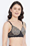 Padded Non-Wired Full Cup Animal Print T-shirt Bra in Black - Lace - 4