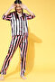 Sassy Stripes Button Down Shirt & Pyjama Set in Light Pink - Viscose Satin - 2