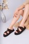 Nell Model Genuine Leather Brown Women's Slippers with Inside Fuspet, Non-Slip Sole and Ring Accessories - 3