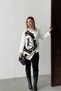 White and Black Shirt with Shawl Detail - 3
