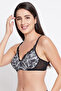 Padded Non-Wired Full Cup Abstract Print T-shirt Bra in Black - 2