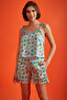 Print Me Pretty Top & Shorts Set in Sky Blue - Satin