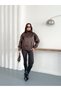 Women's Leather Bomber Jacket Asymmetrical Closure Oversize Vintage Jacket - 6
