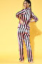 Sassy Stripes Button Down Shirt & Pyjama Set in Light Pink - Viscose Satin - 4