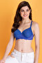 Padded Non-Wired Full Cup Polka Dot Multiway T-shirt Bra in Royal Blue