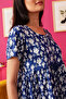 Fish Print Peplum Top & Pyjama Set in Midnight Blue - Rayon - 6