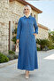 Women's Buttoned Pocketed Dark Denim Blue Cap - 2