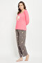 Star & Moon Print Top in Rose Pink & Pyjama in Light Grey - 100% Cotton - 3