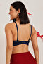 Padded Non-Wired Full Cup Bralette in Dark Blue - Lace - 4