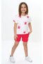 Girl's 2-Piece Set Printed Crew Neck T-Shirt & Pocket Shorts with Elastic Waist
