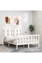 Bed frame with headboard, white, 140x200 cm, solid wood