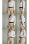 3cm Genuine Leather Women's Belt with Antique Yellow Buckle and End Detail - 4