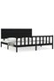 Bed frame with headboard 200x200 cm, black, solid wood - 2