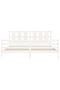 6FT Super King Bed Frame with Headboard, White, Solid Wood - 7
