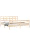 Bed frame with headboard 200x200 cm, solid pine wood - 4