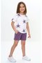 Girl's 2-Piece Set Printed Crew Neck T-Shirt & Pocket Shorts with Elastic Waist - 2
