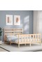4FT Bed Frame with Headboard, Small Double, Solid Wood