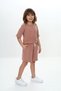 Girl's 2-Piece Set: Printed Crew Neck T-Shirt & Elastic Waist Pocket Shorts - Ribbed Detail - 3