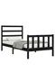 2FT6 Small Single Bed Frame with Headboard, Black, Solid Wood - 3